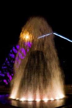 Volcano Fountain in Park of the Nations (Parque das Nacoes) in Lisbon Portugal