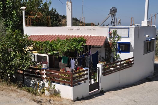 unfinished white greek house in Zia village (Kos), Greece
