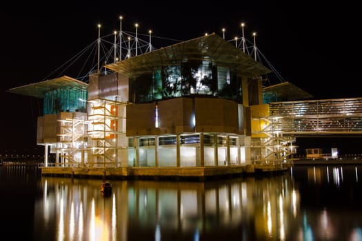 Modern building of Oceanarium in Expo park in Lisbon