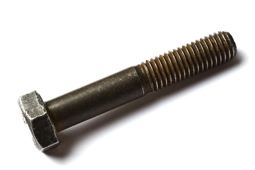 Rusty bolt isolated on white background 
