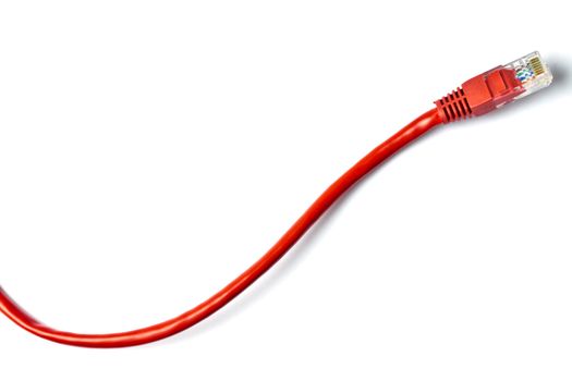 Red network plug isolated on white background