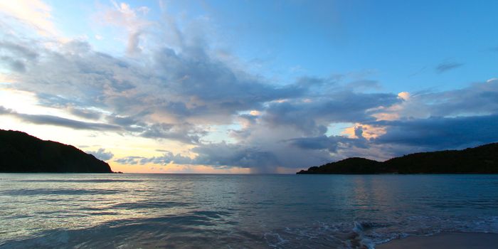 Calm waves wash ashore at Brewers Bay on Tortola - British Virgin Islands.