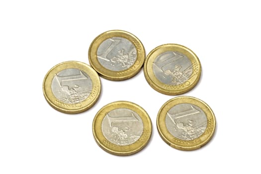 euro coins isolated on white background 
