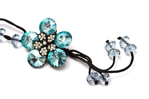Beautiful necklace closeup on white background 
