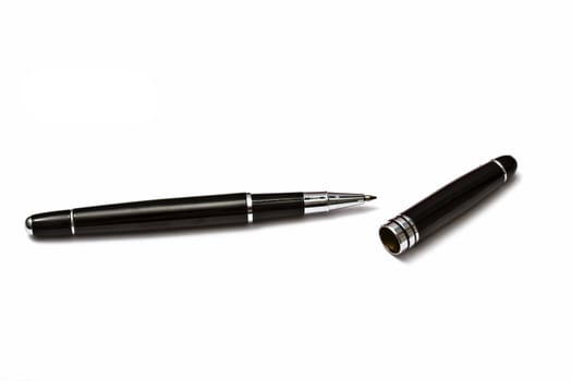 Black Ballpoint Pen Isolated On White background 
