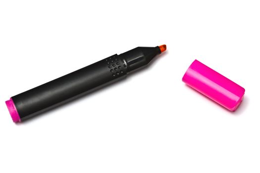 Pink highlighter isolated on white background 
