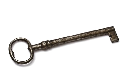 Old key isolated on white background