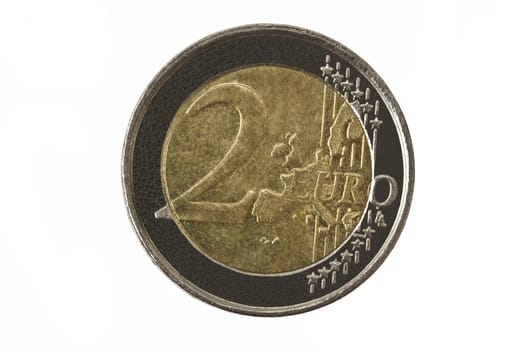 Euro coin closeup on white background
