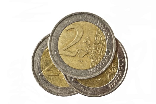 Euro coins isolated on white background 
