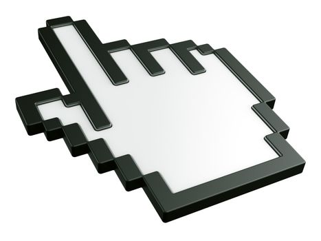 3d rendering of a standard hand cursor