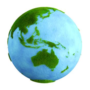 3d rendering of a grass earth with water - Western Central Pacific