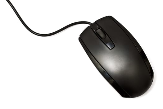 Black computer mouse isolated on white background
