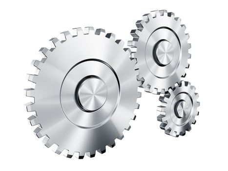 3d rendering of 3 cog wheels