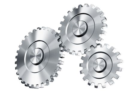 3d rendering of 3 cog wheels
