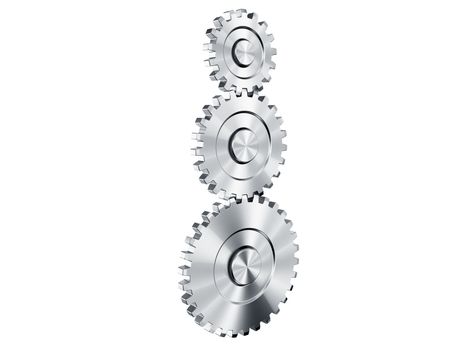 3d rendering of 3 cog wheels