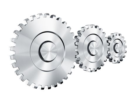 3d rendering of 3 cog wheels