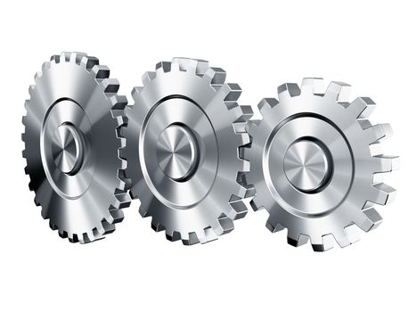 3d rendering of 3 cog wheels