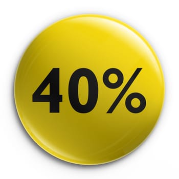 3d rendering of a badge with 40 percent off