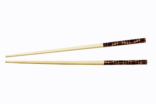 Wood chopsticks isolated on white background 

