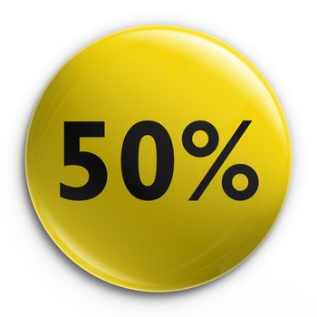 3d rendering of a badge with 50 percent off