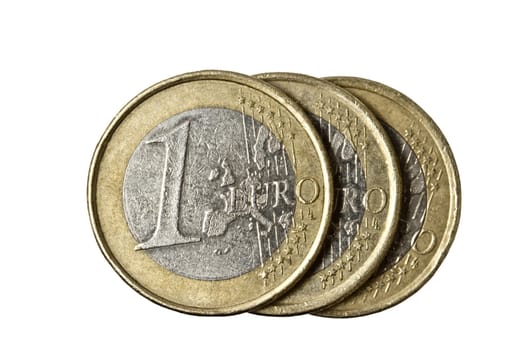 euro coins isolated on white background 
