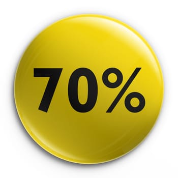 3d rendering of a badge with 70 percent off