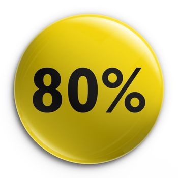 3d rendering of a badge with 80 percent off