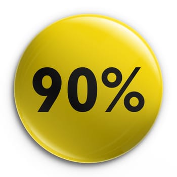 3d rendering of a badge with 90 percent off