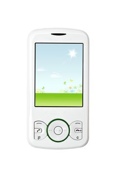 Lovely mobile phone isolated on white background
