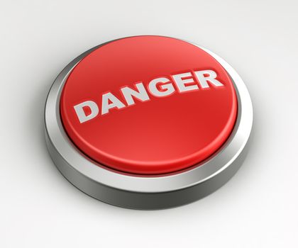3d rendering of a red button with danger written on it.