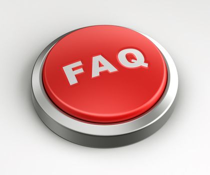 3d rendering of a red button with FAQ written on it.