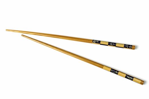 Wood chopsticks isolated on white background 

