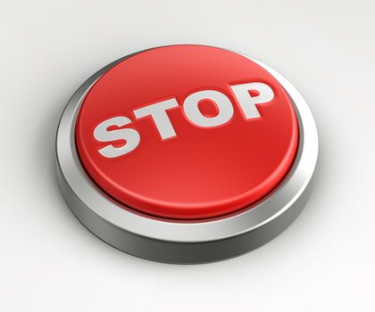 3d rendering of a red button with stop written on it.