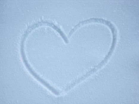 Snow background with heart shape