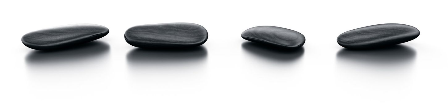 3d renderings of black stone on a row