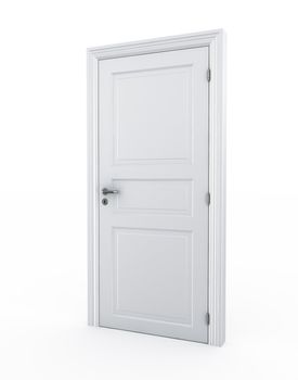 3d rendering of a door standing free on a white floor