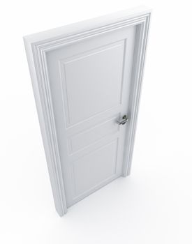 3d rendering of a door standing free on a white floor