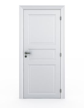 3d rendering of a door standing free on a white floor