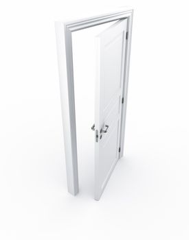3d rendering of a door standing free on a white floor