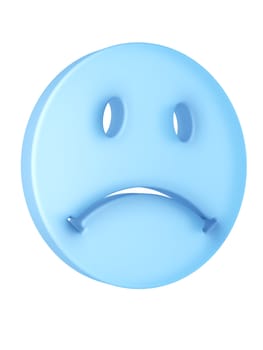 3d rendering of a sad smiley face in translucent material