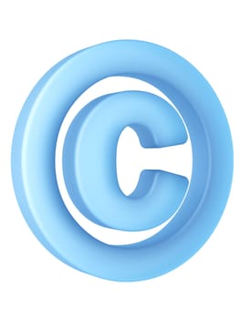 3d rendering of the copyright sign in translucent material