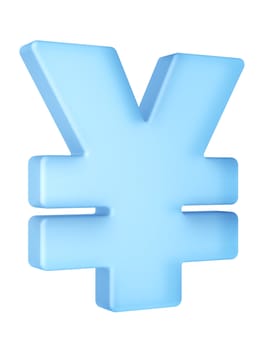 3d rendering of the yen sign in translucent material