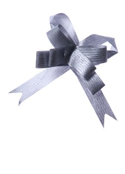 grey gift ribbon decoration isolated on white background