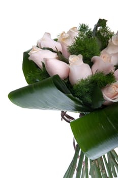 gorgeous bouquet of pink roses isolated on white background