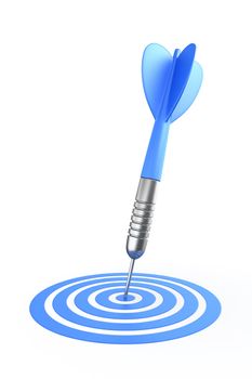 3d rendering of a dart hitting the target