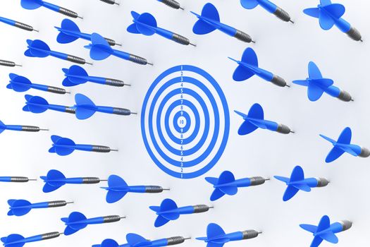 3d rendering of dart arrows missing the target