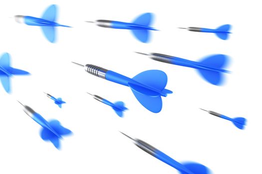 3d rendering of dart arrows flying in the air