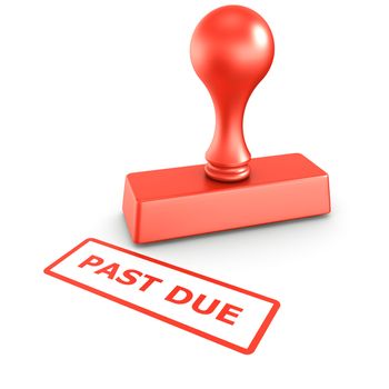 3d rendering of a rubber stamp with PAST DUE in red ink