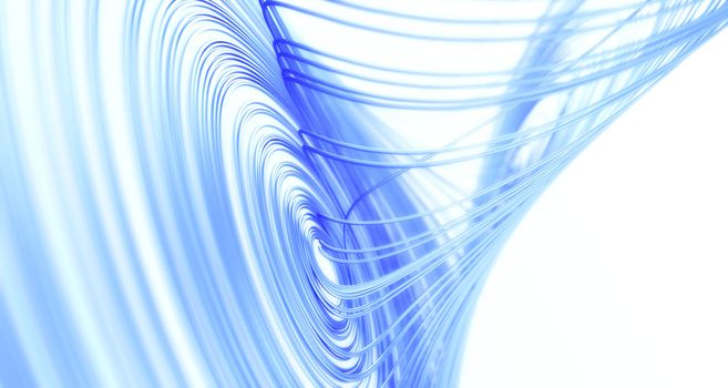3d rendering of a Lorenz Attractor fractal in blue with white background
