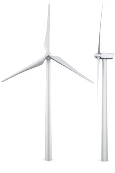 3d rendering of a single wind turbine in a wite studio setup